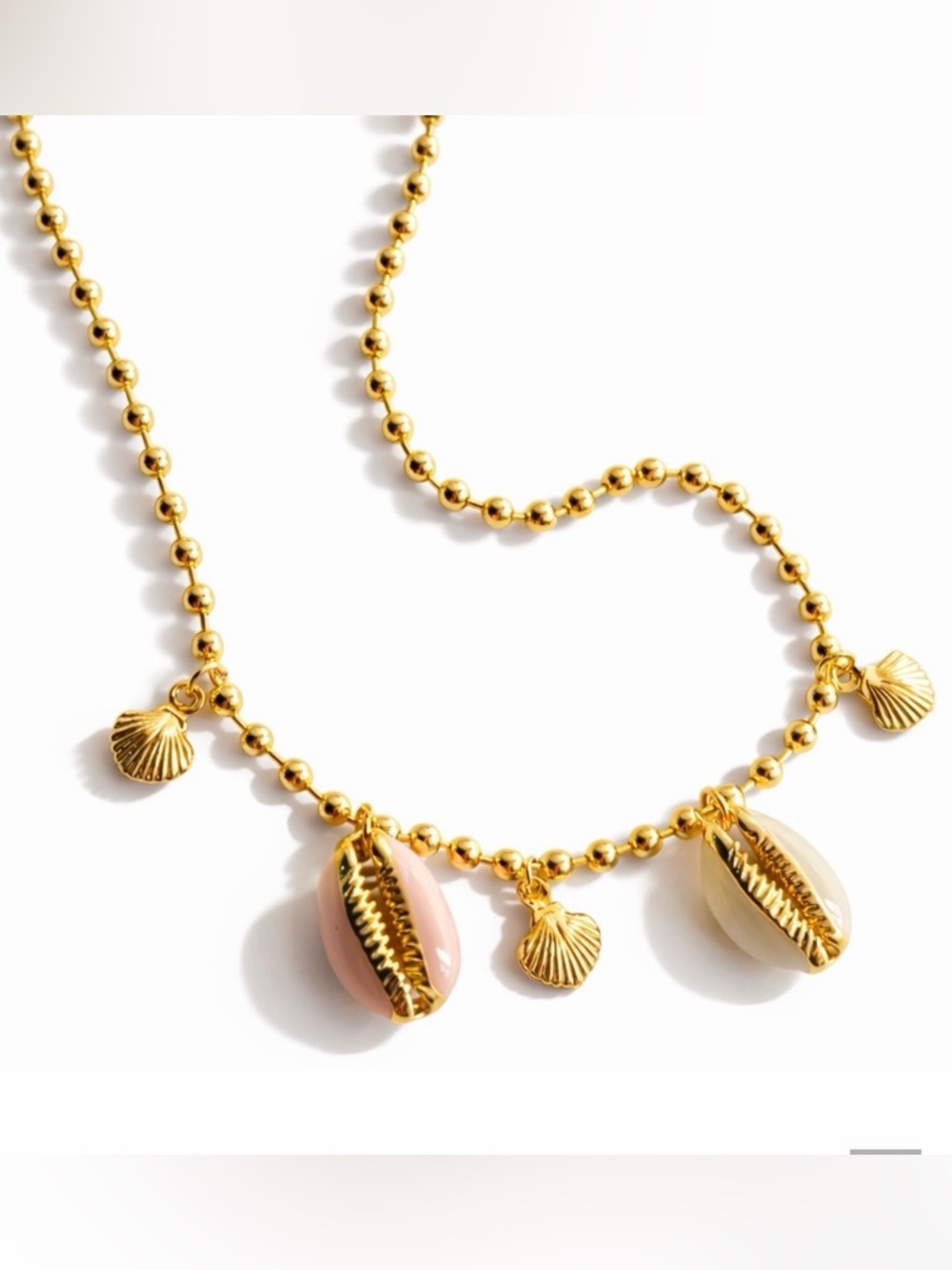 Beaded Seashell Pendant Necklace